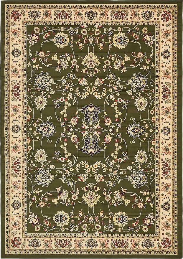 Unique Loom Sialk Hill Collection Area Rug - Washington (7' 1" x 10' Rectangle Green/Hunter Green)