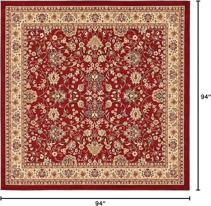 Unique Loom Sialk Hill Collection Area Rug - Washington (7' 10" Square Burgundy/Cream)