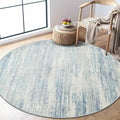 MUJOO Round Rug 4ft,Small Cicle Area Rug Washable,Circular Rugs for Entryway Bedroom Kitchen,Modern Abstract Non Slip Throw Carpet Accent Neutral Blue