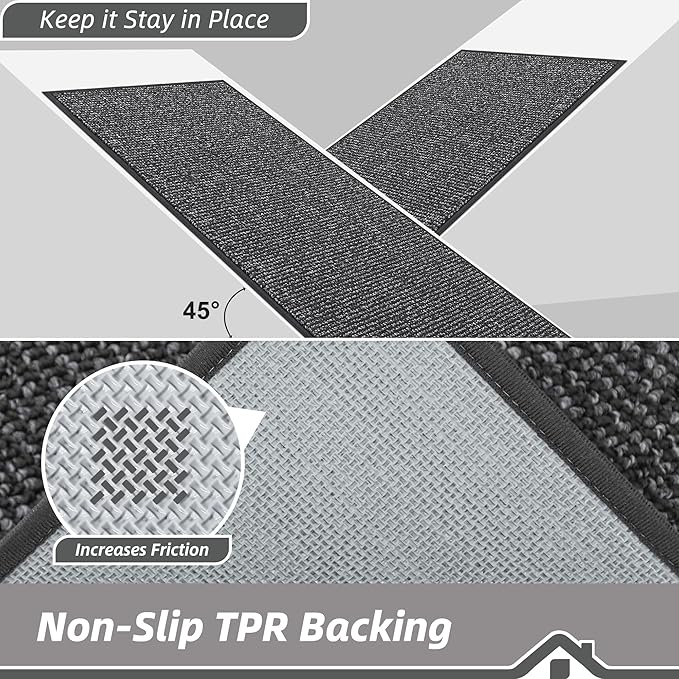 BEQHAUSE Hallway Runner Rugs 2x6, Hallway Rug Non-Slip Washable(Rolled-Up NO Creases), Runner Rug Absorbent Stain Resistant Hall Rug Carpet Runner, Entryway Rugs Floor Mat Laundry Room Rugs, Charcoal
