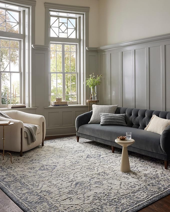 Loloi Magnolia Home by Joanna Gaines Gigi Collection GIG-02 Ivory/Blue 2'-7" x 10'-0" Runner Rug