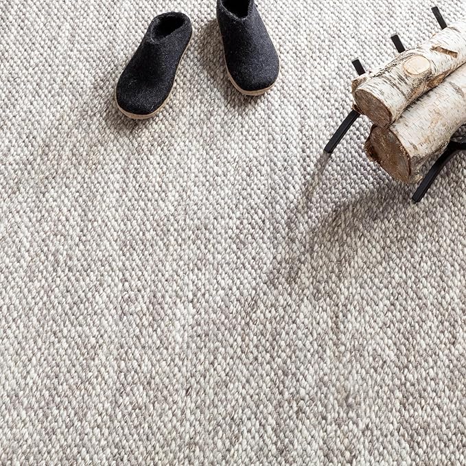 Dash and Albert Loggia Grey Handwoven Wool Rug, 3 X 5 Feet, Grey Solid Pattern - Premium Luxury Hotel Quality Soft Breathable Hypoallergenic Machine Washable Easy Care All Season Comfortable