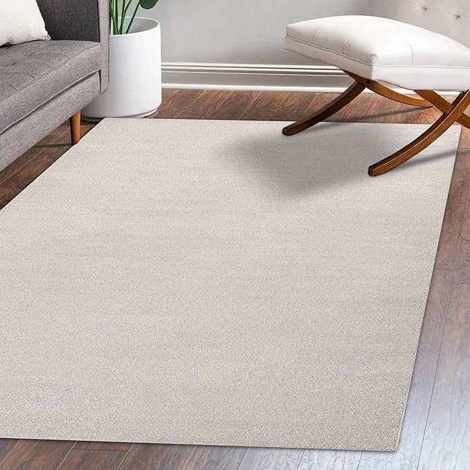 Eyely UES100D-6 Supersoft Haze Solid Low-Pile Indoor Area Rug, Coastal, Bohemian, Minimalist, Classic, Casual for Bedroom,Kitchen,Living Room,Non Shedding,Easy-Washing, Ivory, 6 X 9
