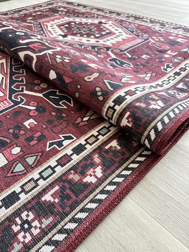 Fame Living Washable Area Rug. Modern Farmhouse. Vintage. Turkish. Bohemian. Distressed. Oriental. Traditional. Rugs for Living Room. Dining. Bedroom. Office. Entryway. Foyer. (851RR, 2'5" x 13')