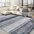 Nakagishi 12x15 Area Rug Living Room: Washable Boho Large Neutral Modern Soft Stain Resistant Farmhouse Indoor Floor Rug Non-Slip Carpet for Bedroom Nursery Kids Playroom Office Dining Room- Blue