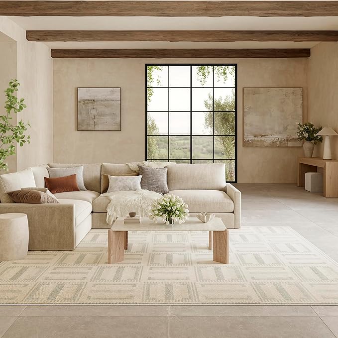 Nourison Home Nordic Ivory Blue 8' x 10' Area Rug - Easy Clean, Non Shedding, Bed Room, Living Room, Dining Room, Kitchen (8' x 10')