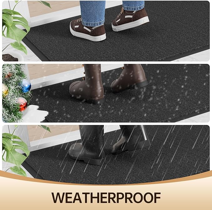 Amyracel Front Door Mat Indoor Outdoor Entrance, 48" x 72" All-Season Waterproof Doormat for Enterway, Heavy Duty Commercial Floor Mat, Fade Resistant, Rubber Back, Low Profile, Easy Clean