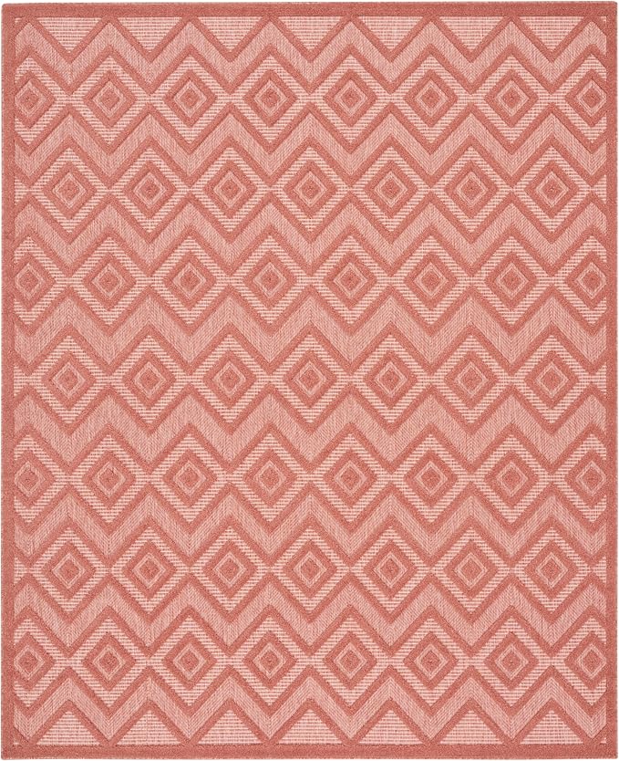 Nourison Home Versatile Coral Orange 7' x 10' Area Rug - Easy Clean, Non Shedding, Bed Room, Living Room, Dining Room, Kitchen (7' x 10')