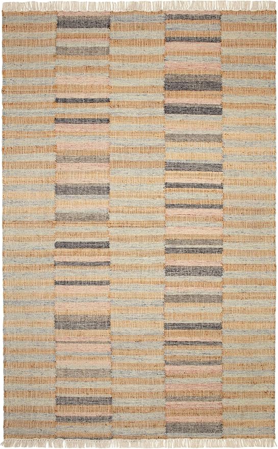 Dash and Albert Ravel Wool Area Rug - 2.5' x 8' Runner Blue Stripe Handwoven Accent Rug - Durable, Eco-Friendly, High Traffic Area Hallway, Living Room, Stairs