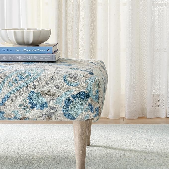 Dash and Albert Crosshatch Wool Area Rug - 4' x 6' Sky Blue Solid Hand Micro Hooked Accent Rug - Durable, High Traffic Areas Bedroom, Hallway, Stairs - Premium Luxury Hotel Quality Soft Breathable