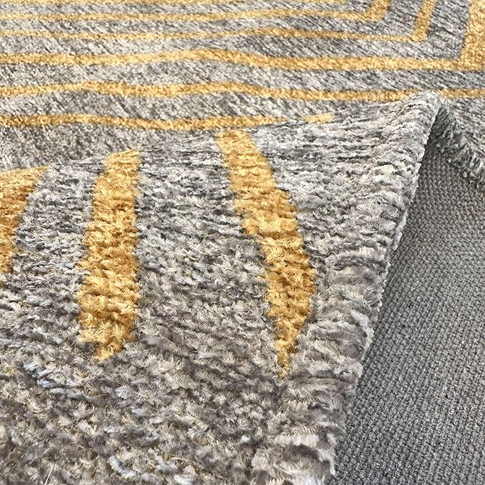 Alfa Rich 5x8 Geometric Gray Gold Washable Area Rugs for Living Room Bedroom Kitchen Cotton Rug