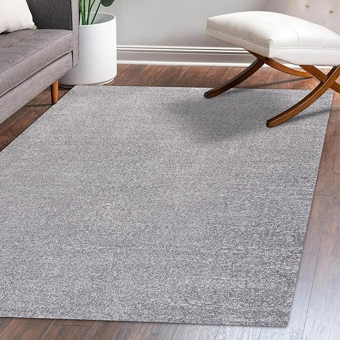 Eyely UES100A-5 Supersoft Haze Solid Low-Pile Indoor Area Rug Casual;Contemporary;Solid;Traditional, Bedroom, Kitchen, Living Room, Easy-Cleaning, Non-Shedding, 5 X 8, Gray