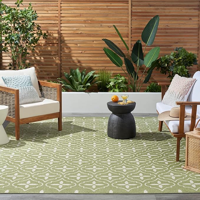 Nourison Home Nourison Essentials Green Ivory 8' x 10' Area Rug - Easy Clean, Non Shedding, Bed Room, Living Room, Dining Room, Kitchen (8' x 10')