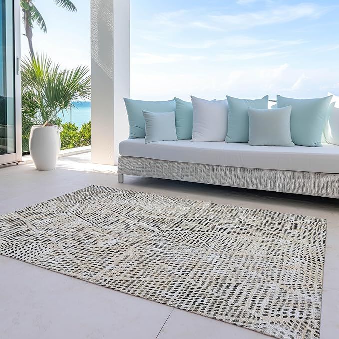 Addison Rugs Chantille ACN591 Beige 5' x 7'6" Indoor Outdoor Area Rug, Easy Clean, Machine Washable, Non Shedding, Bedroom, Living Room, Dining Room, Kitchen, Patio Rug