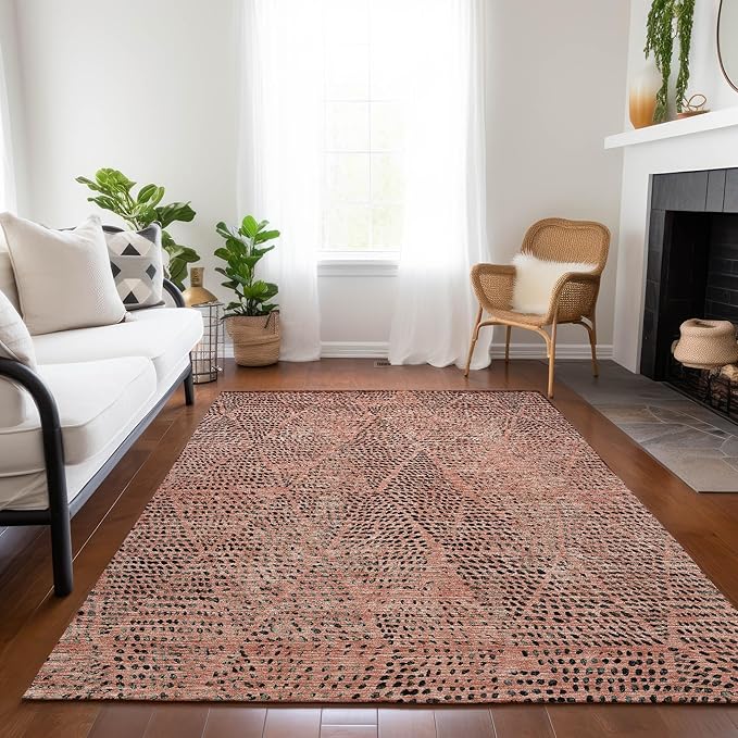 Addison Rugs Chantille ACN591 Salmon 5' x 7'6" Indoor Outdoor Area Rug, Easy Clean, Machine Washable, Non Shedding, Bedroom, Living Room, Dining Room, Kitchen, Patio Rug
