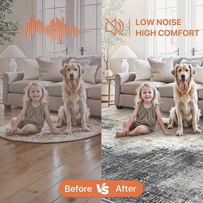 GENIMO Washable Area Rugs for Living Room, 10x14 Modern Non Slip Rugs, Low Pile Lightweight Soft Print Rug for Bedroom, Dining Room, Home Office, Washed Livid