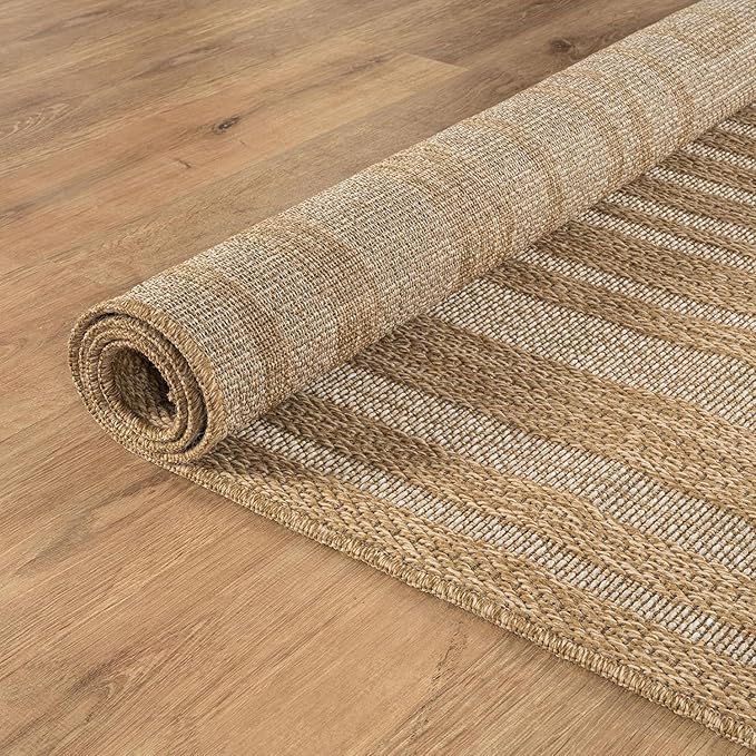 Beverly Rug Easy Jute Framed Border Rug 10x14 Washable Large Indoor Outdoor Area Rugs for Living Dining Room Patio Office Stain Resistant Non Shedding Casual Indoor Outside Carpet 10 x 14 Natural