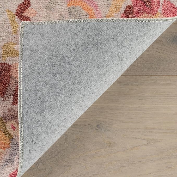 Dash & Albert INES Multi Machine Washable Rug, 2 X 3 Feet, Multicolored/Yellow Floral Pattern