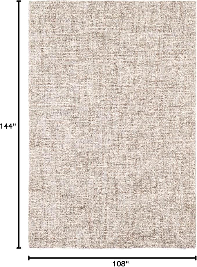 Dash and Albert Crosshatch Wool Area Rug - 8.5 X 11.5 Ivory Solid Hand Micro Hooked Accent Rug - Durable, High Traffic Areas Bedroom, Hallway, Stairs - Premium Luxury Hotel Quality Soft Breathable