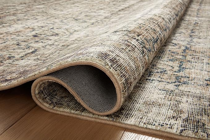 Loloi Amber Lewis Morgan Collection MOG-02 Navy/Sand 7'-3" x 9'-3" 38" Thick Area Rug feat. CloudPile, Neutral, Room Décor, Vintage Inspired, Livingroom, Bedroom, Dining Area