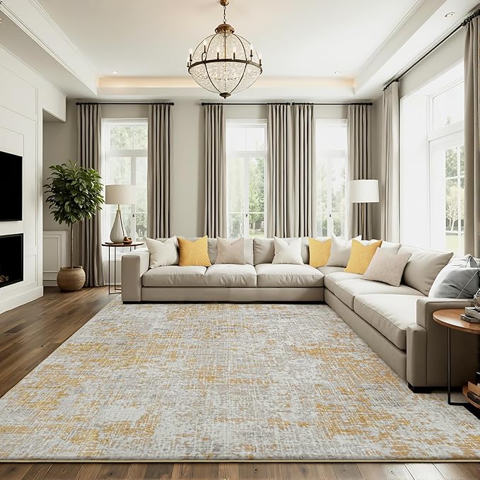 ILANGO 5 x 7 Area Rug for Living Room Bedroom Washable Rugs with Non Slip Backing High Traffic Indoor Carpet for Dining Room Dorm Non-Shedding & Fade Resistant Modern Rugs
