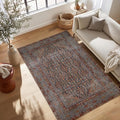 Kuden 6x9 Area Rug, Machine Washable Area Rug with Non-Slip Backing, Vintage Style, Soft, Easy Clean, Low Pile Rug for Living Room, Bedroom, Dining Room
