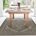 FH Home Flat Woven Outdoor Rug - Waterproof, Easy to Clean, Stain Resistant - Premium Polypropylene Yarn - Vintage - Patio, Deck,Porch,Balcony,Laundry - Ankara - Charcoal - 3ft 11 in x 5ft 6in