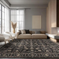Area Rug Non Slip Machine Washable Ultra Soft Living Room/Bedroom/Kitchen/Outdoor/Classroom Black Gold, 9'×12'