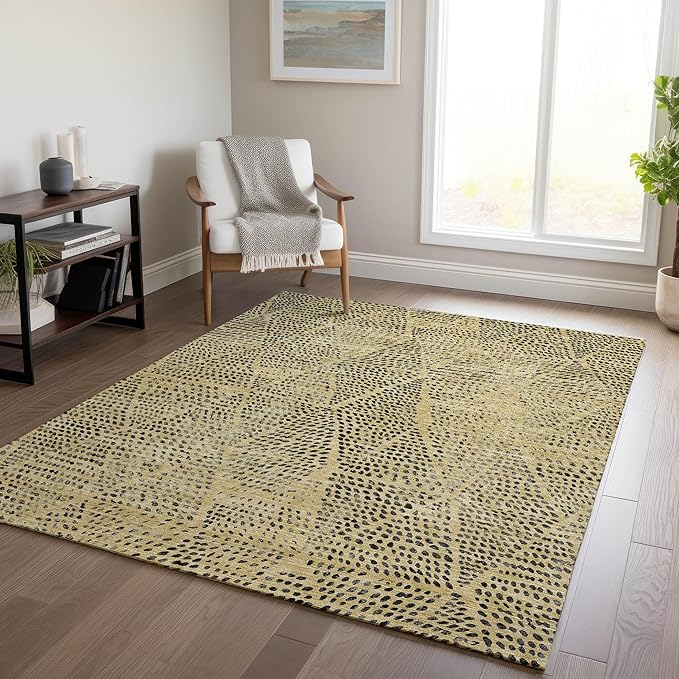 Addison Rugs Chantille ACN591 Gold 3' x 5' Indoor Outdoor Area Rug, Easy Clean, Machine Washable, Non Shedding, Bedroom, Living Room, Dining Room, Kitchen, Patio Rug