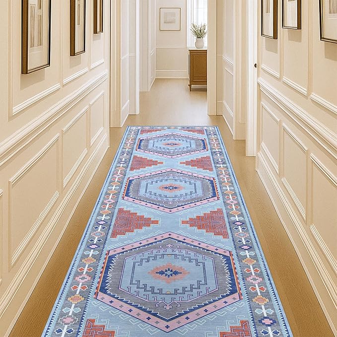 Fame Living Washable Area Rug. Modern Farmhouse. Vintage. Turkish. Bohemian. Distressed. Oriental. Traditional. Rugs for Living Room. Dining. Bedroom. Office. Entryway. Foyer. (856BlM, 2'5" x 4'9")