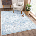 Bloom Rugs Washable Non-Slip 10x14 Rug - Blue/Gray Traditional Oriental Area Rug for Living Room, Bedroom, Dining Room, and Kitchen - Exact Size: 10' x 14'