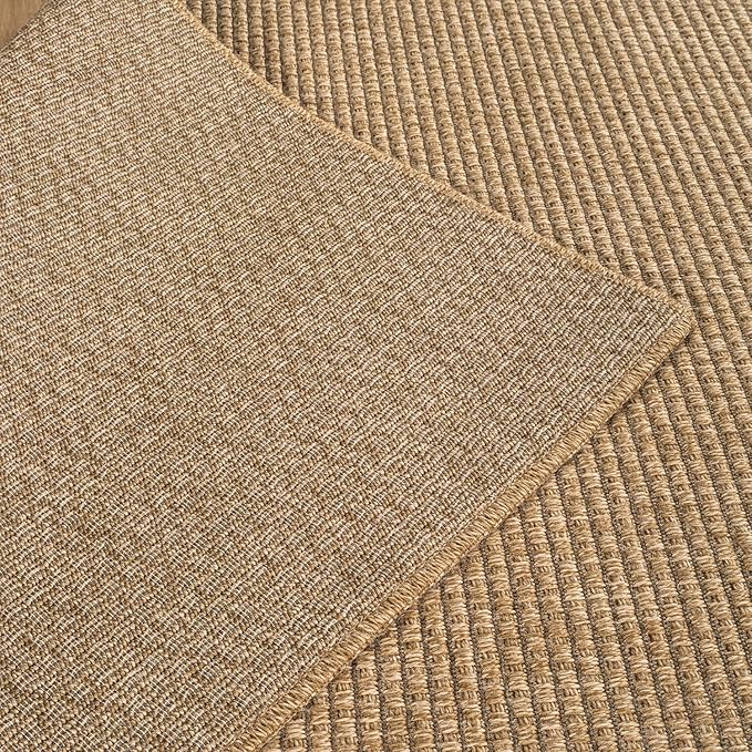 CAMILSON Easy Jute Rug 5x7, Indoor Outdoor Natural Color Farmhouse Area Rugs for Living Room Patio and Kitchen Rug, Solid Boho Woven Design, Easy-Cleaning, Washable Outside Carpet Alfombras (5 x 7)