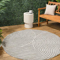 JONATHAN Y Hallie High-Low Curve Gray/Ivory 5' Round Indoor/Outdoor Area Rug, Minimalist, Pet Friendly, Non-Shedding, Stain Resistant, Hose-Washable for Backyard, Patio, Porch (SCN100A-5R)