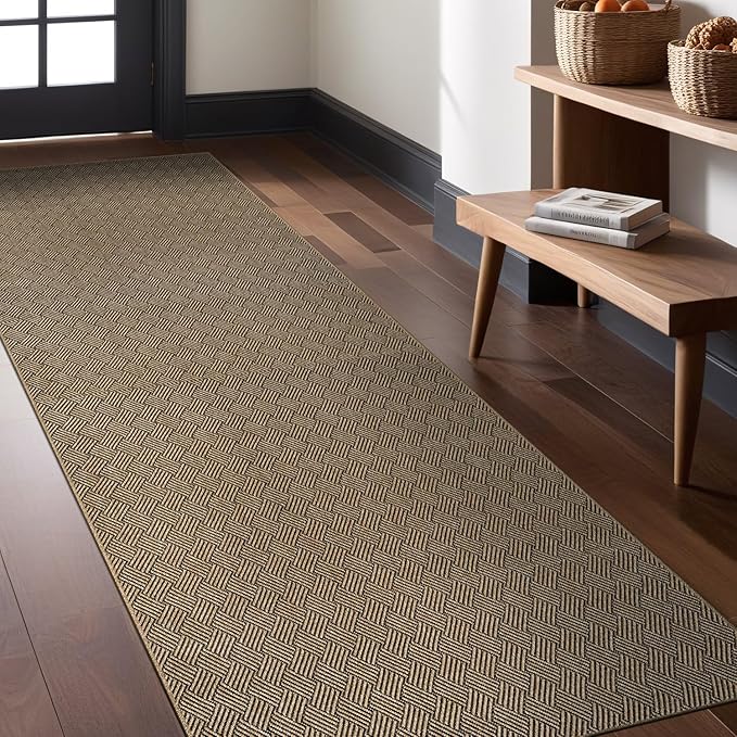 Easy Jute Rugs 2x7 Herringbone Natural Color Living Room Indoor Outdoor Runner Rug for Patio and Kitchen Rug High Traffic Washable Easy to Clean Solid Boho Woven Design Carpet (2 x 7)