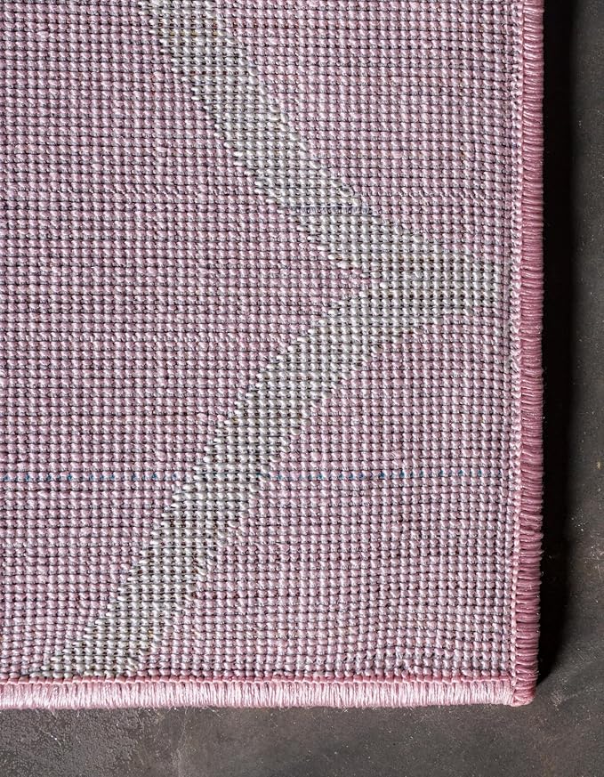 Rugs.com Lattice Frieze Collection Rug – 2' x 8' 8 Runner Light Pink Medium Rug Perfect for Living Rooms, Large Dining Rooms, Open Floorplans