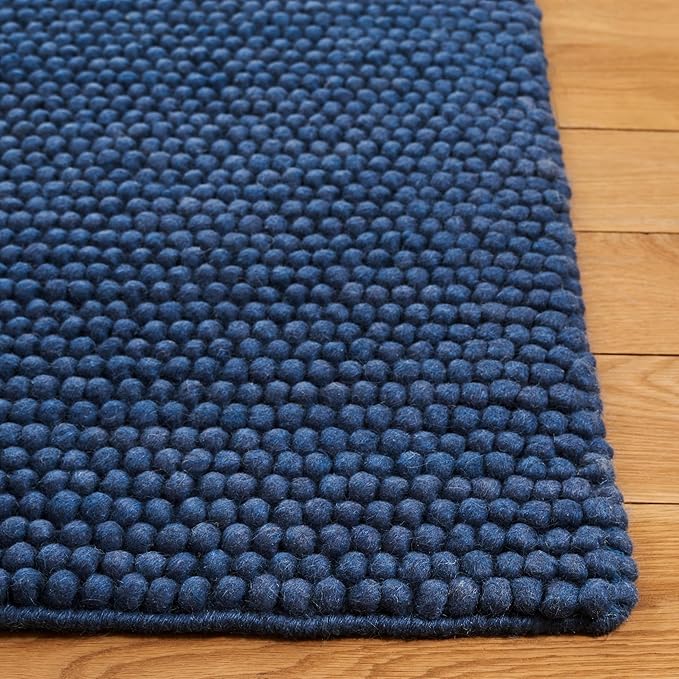 SAFAVIEH Area Rug 9x12 - Natura Collection - Large - Navy & Blue, Handmade Wool Blend, Textured Design, Ideal for Living Room, Bedroom, Dining Space (NAT620M)