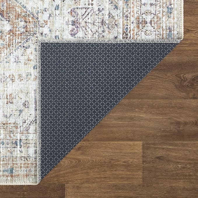 Bloom Rugs Washable Non-Slip 5' x 7' Rug - Peach/Beige Traditional Area Rug for Living Room, Bedroom, Dining Room, and Kitchen - Exact Size: 5' x 7'