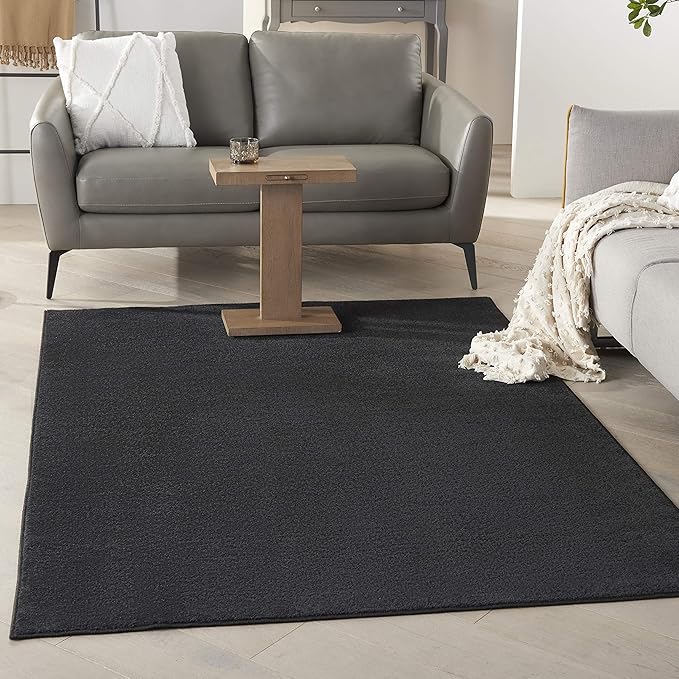 Nourison Home Nourison Essentials Black 5' x 8' Area Rug - Easy Clean, Non Shedding, Bed Room, Living Room, Dining Room, Kitchen (5' x 8')
