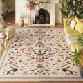 Vintage Medallion Floral 5x7 Area Rugs, Machine Washable Non-Slip, Low Pile Soft Carpet for Living Room, Bedroom, Dining Room, Farmhouse, Kids Playroom, Office | Beige