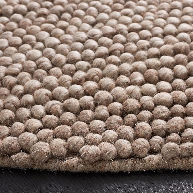 SAFAVIEH Natura Collection Area Rug - 8' Round, Brown, Handmade Wool Blend, Textured Design, Ideal for Living Room, Bedroom, Dining Space (NAT620T)