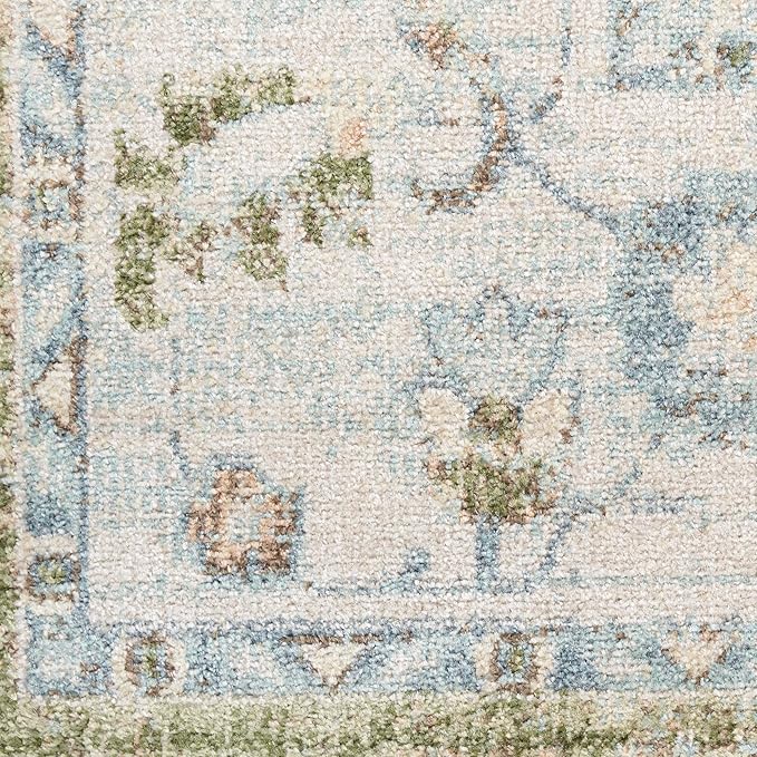 Nourison Home Astra Machine Washable Blue Green 2'2" x 4' Area Rug - Easy Clean, Non Shedding, Bed Room, Living Room, Dining Room, Kitchen (2' x 4')
