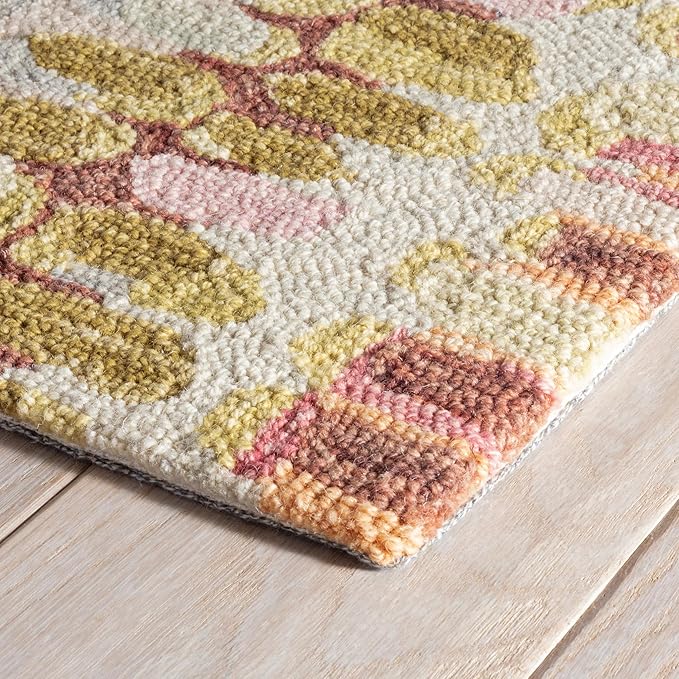 Dash and Albert Paint Chip Wool Area Rug - 5' x 8' Pastel Graphic Hand Micro Hooked Accent Rug - Durable, High Traffic Areas Hallway, Living Room, Stairs