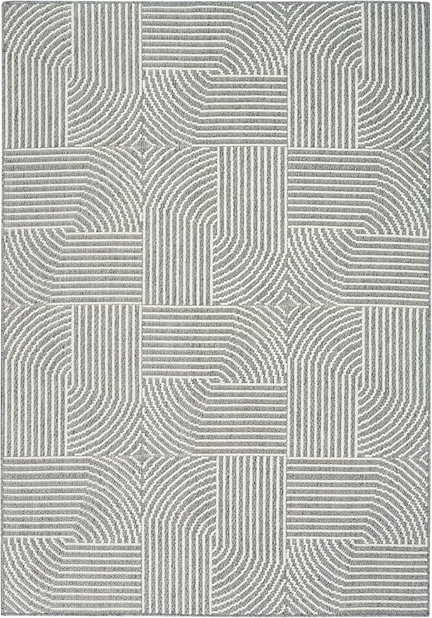 Nourison Home Textured Home Charcoal Ivory 5'3" x 7' Area Rug - Easy Clean, Non Shedding, Bed Room, Living Room, Dining Room, Kitchen (5' x 7')
