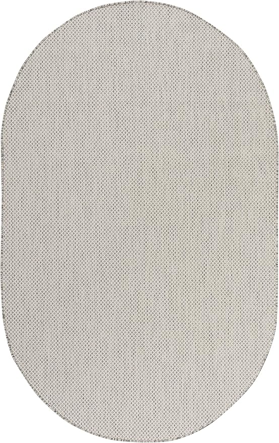Nourison Home Courtyard Ivory Silver 6' x 9' Oval Area Rug - Easy Clean, Non Shedding, Bed Room, Living Room, Dining Room, Kitchen (6' x 9' Oval)