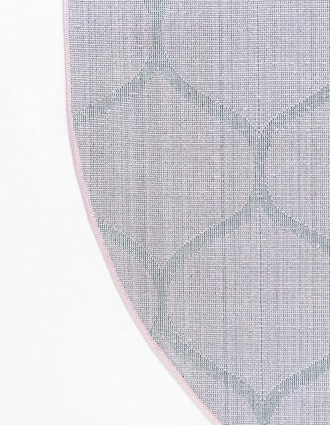 Rugs.com Lattice Frieze Collection Rug – 5' x 8' Oval Light Pink Medium Rug Perfect for Living Rooms, Large Dining Rooms, Open Floorplans