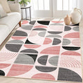 MUJOO Pink Rug Boho Washable,4x6.5 Area Rugs for Bedroom Entryway Living Room Bedside,Small Throw Floor Carpet Non Slip Soft Indoor Modern Abstract Pink and Grey