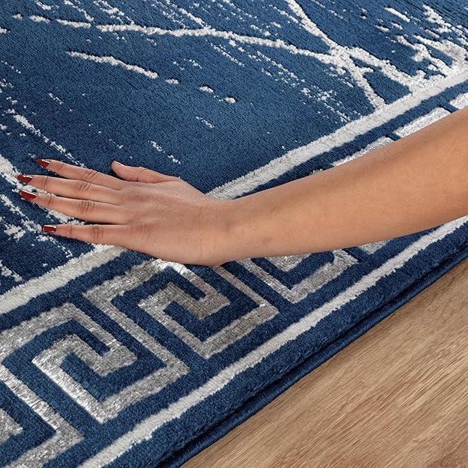 GLORY RUGS Area Rugs Marble 8x10 Navy Gray Carpet Modern Abstract Rug Living Room Dining Bedroom Rug