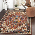 Moynesa Ultra-Thin Washable Oriental Area Rug - 3x5 Non-Slip Laundry Room Rug, Non-Shedding Stain Resistance Low Pile Kitchen Mat Indoor Throw Carpet for Fall Decor Bathroom, Brown/Multi