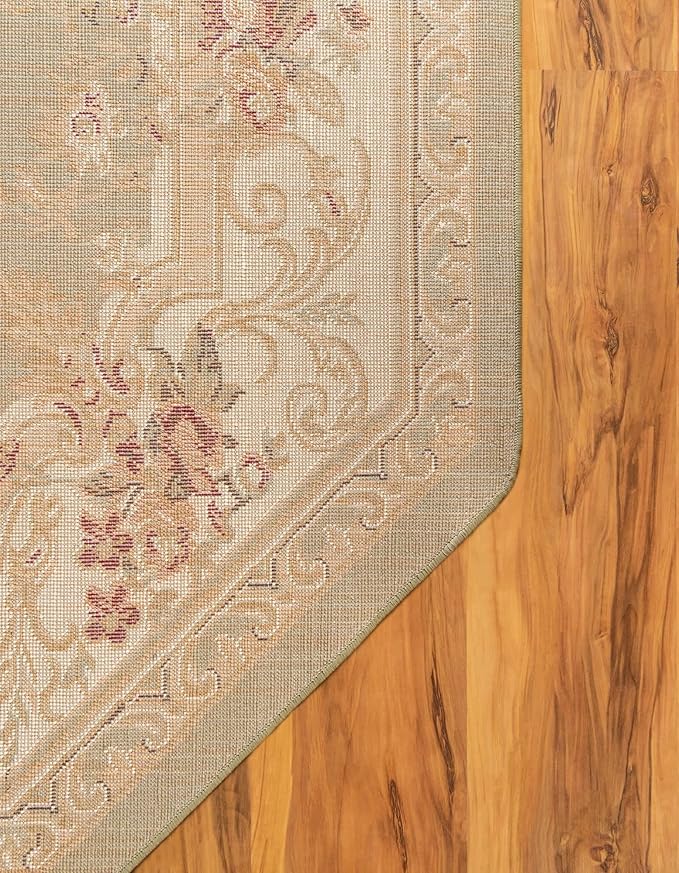 Unique Loom Versailles Collection Traditional Classic Floral Motif Area Rug (7' 11 x 7' 11, Green/Ivory)