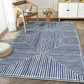 Bloom Rugs Washable Non-Slip 4' x 6' Rug - Blue Striped Area Rug for Living Room, Bedroom, Dining Room, and Kitchen - Exact Size: 4' x 6'